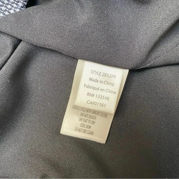 Ecru Dotted Knit Boyfriend Blazer Size 12 Black White Rib Collar Jacket - Picture 16 of 16